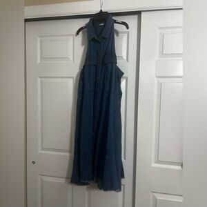 Pilcro Dark Denim Sleeveless Button-Front Maxi Dress